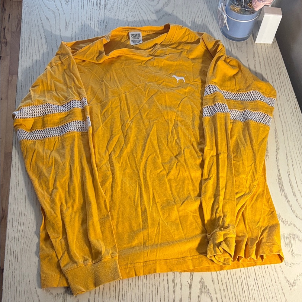 PINK Victoria's Secret Yellow Long Sleeve Tee